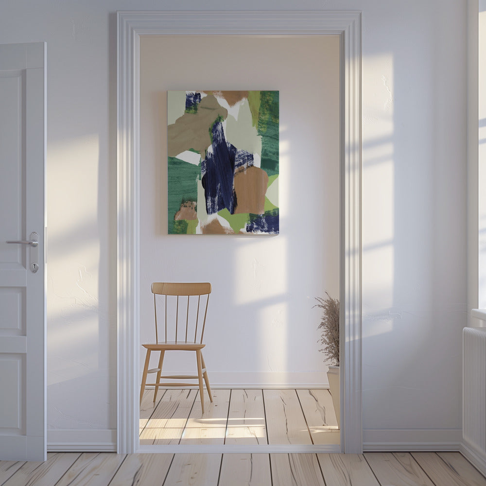 Abstract Blauw Groen Beige Nr. 2 | Canvas