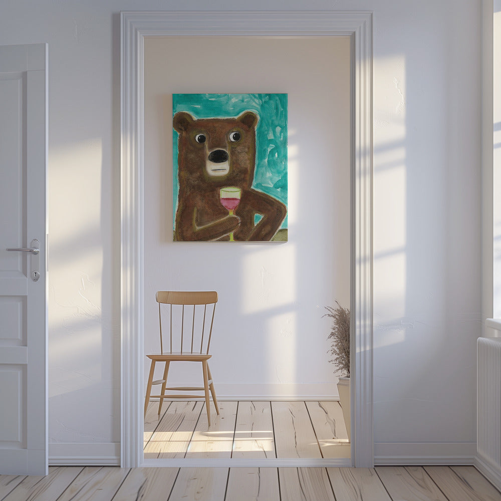 Meneer Beer aan de balie | Canvas