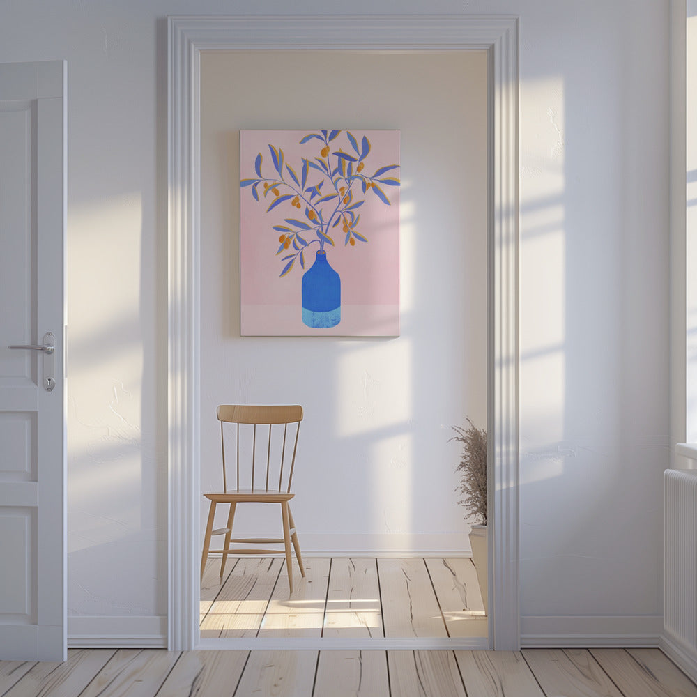 Stilleven met blauwe takken | Canvas