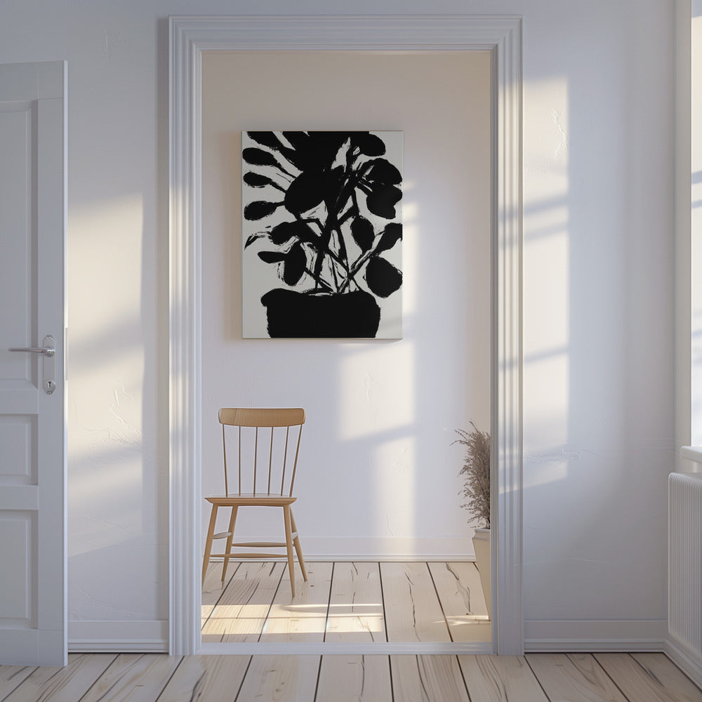 Silhouet van potplant nr. 1 | Canvas
