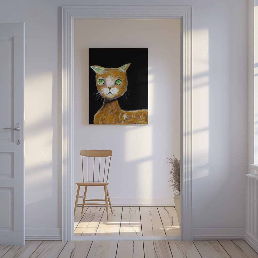 De bruine kat met grote ogen | Canvas