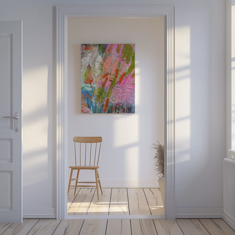 Fluisterende roze penseelstreken | Canvas