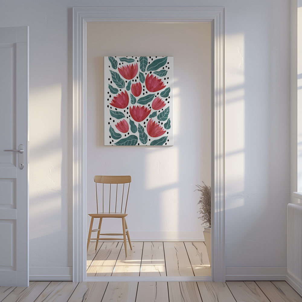 Rode bloemen II | Canvas