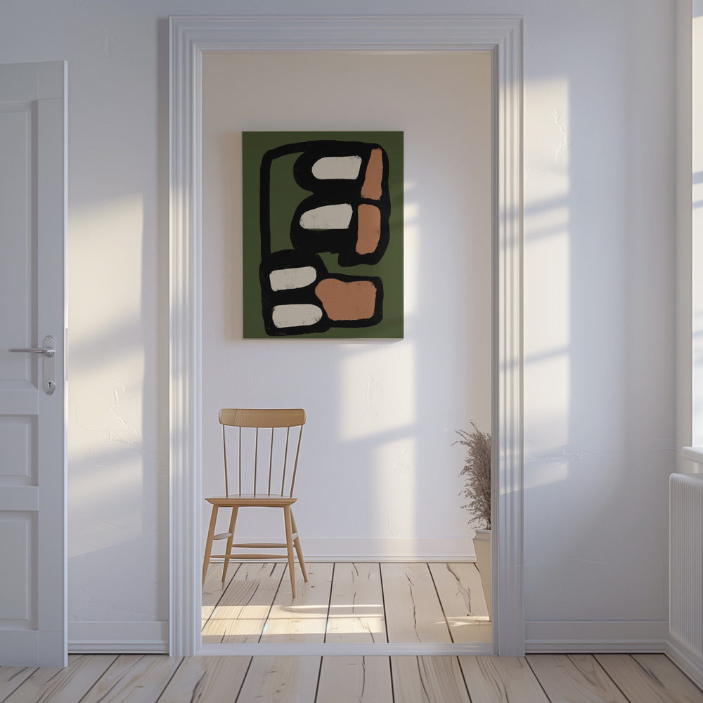 Ovaal abstract groen | Canvas