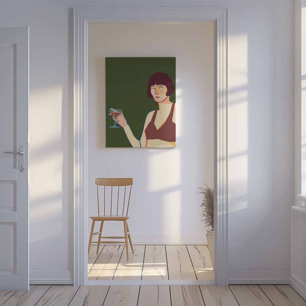 Lady with cocktail martini | Canvas