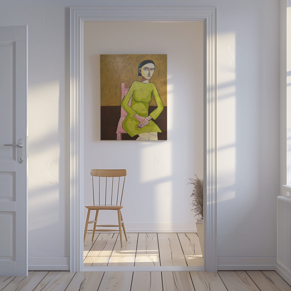De goede luisteraar, zittend op een stoel | Canvas
