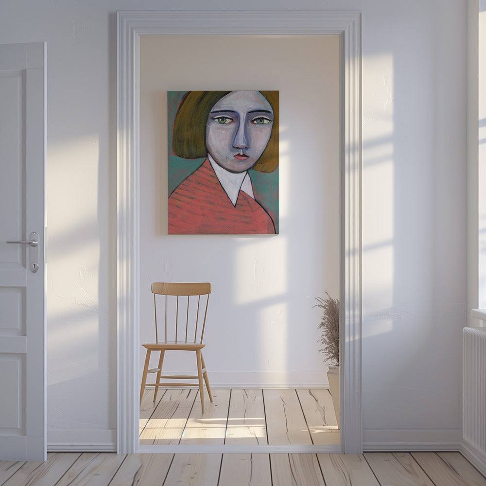 Lady in Melon Jumper | Canvas