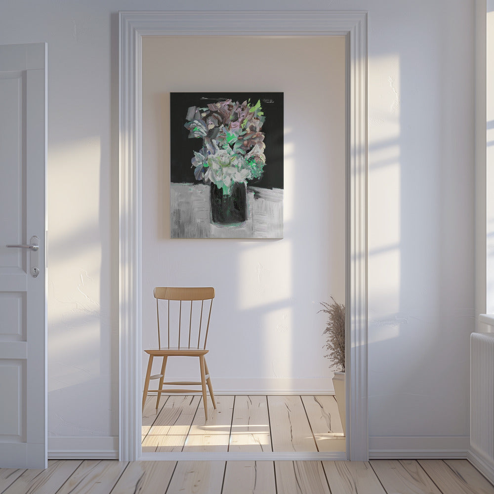 Kleurrijke bloem met vaas | Canvas