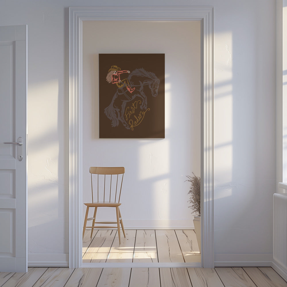 Cowgirl op een steigerend paard | Canvas
