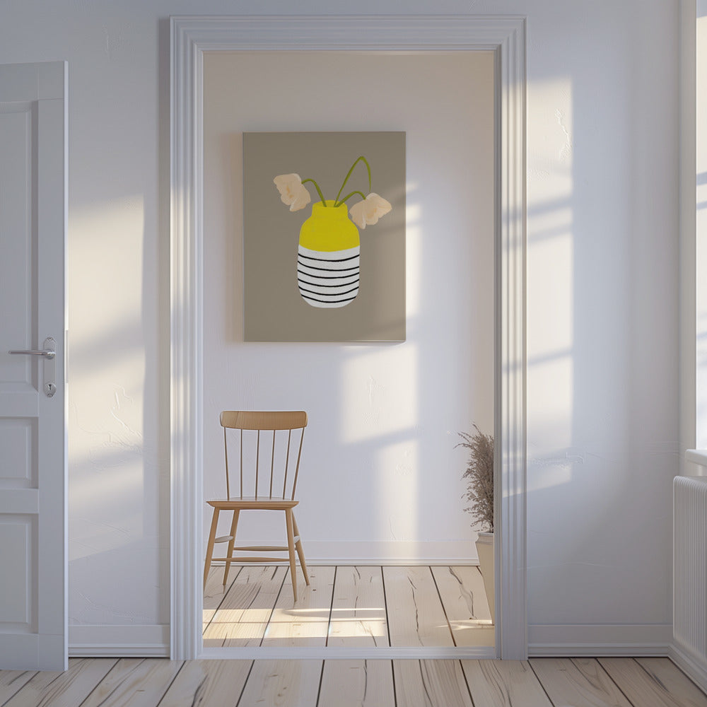 Gestreepte vaasbloemen | Canvas