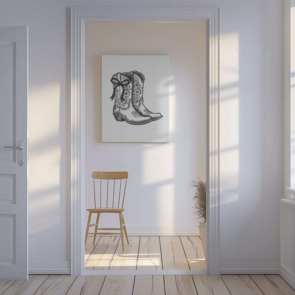 Zwarte cowgirllaarzen met strik | Canvas