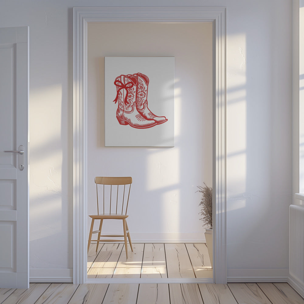 Rode cowgirllaarzen met strik | Canvas