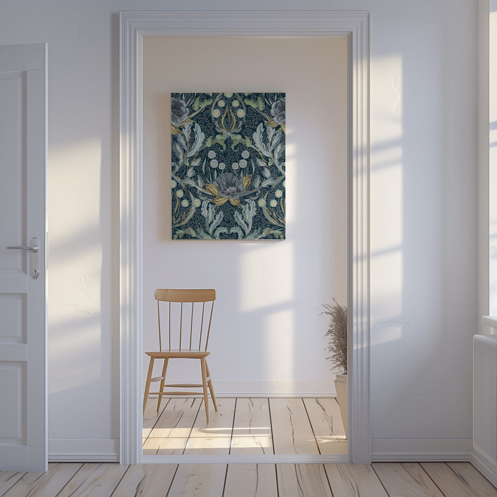Floral Heritage Morris moonshine blauw patroon | Canvas