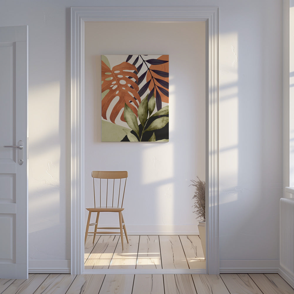 Abstracte kunst tropische bladeren | Canvas