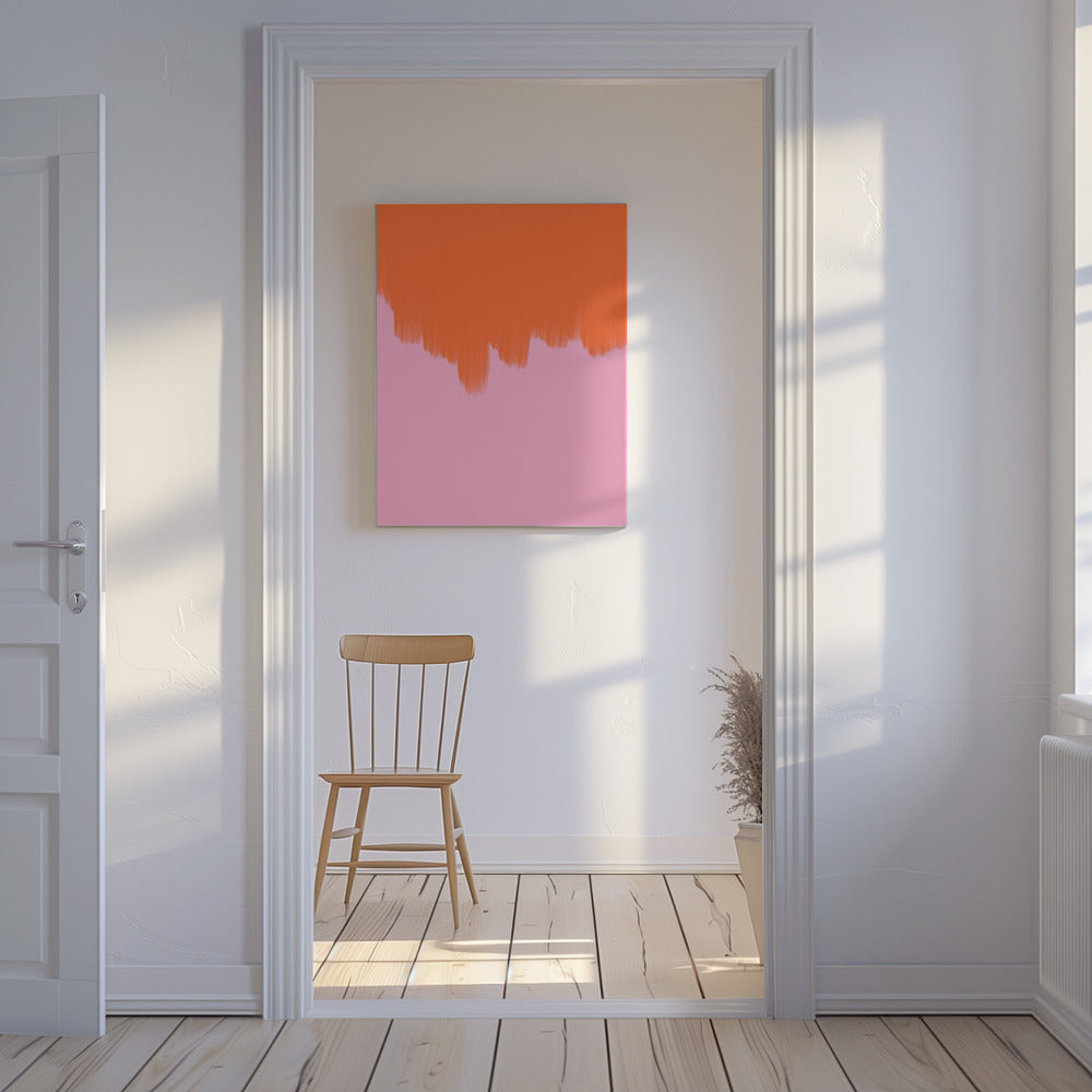 Oranje over bloesem | Canvas