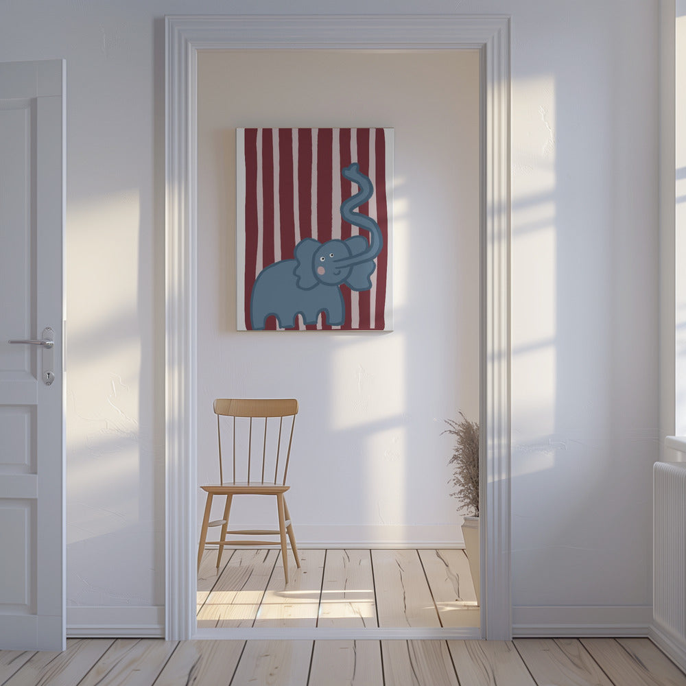 Nieuwsgierige blauwe olifant | Canvas