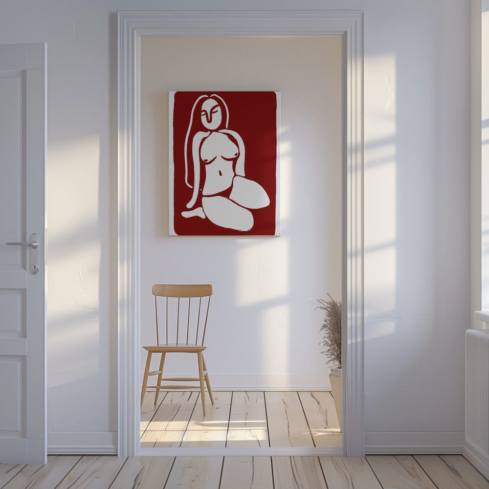 Gestileerd naaktfiguur in zittende houding | Canvas
