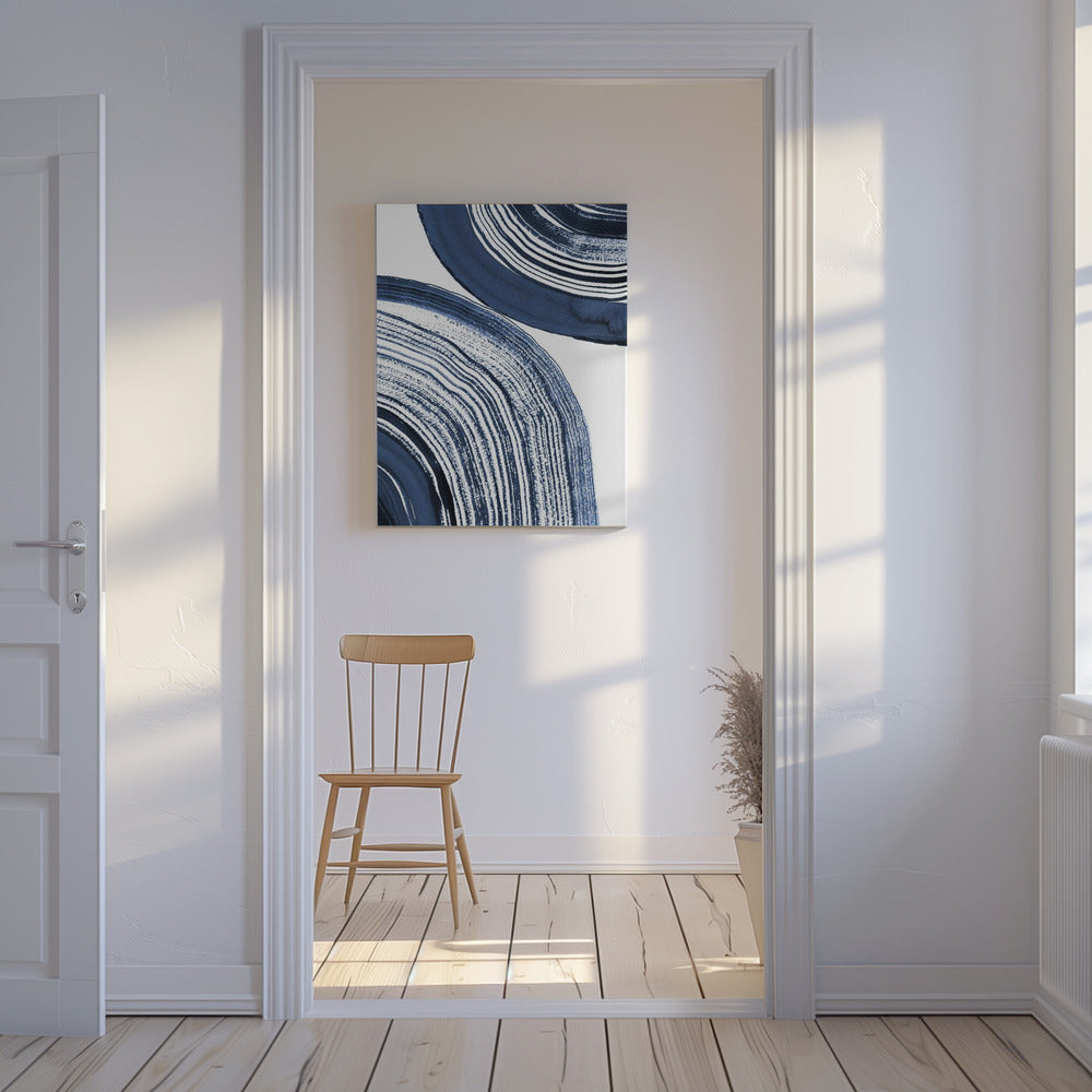 Blauwe concentrische golven | Canvas