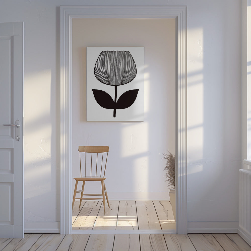 Monochroom Bloesem | Canvas