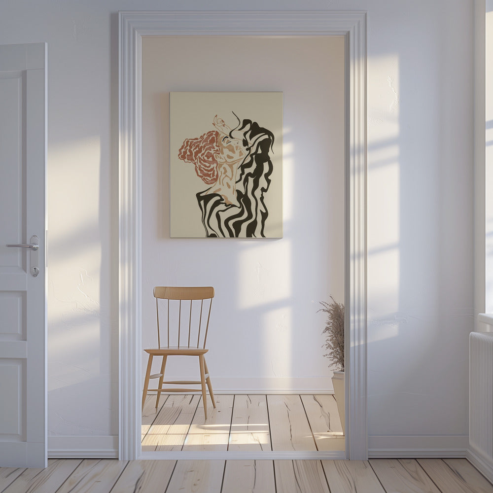 Vrouw in een gestreepte blouse | Canvas