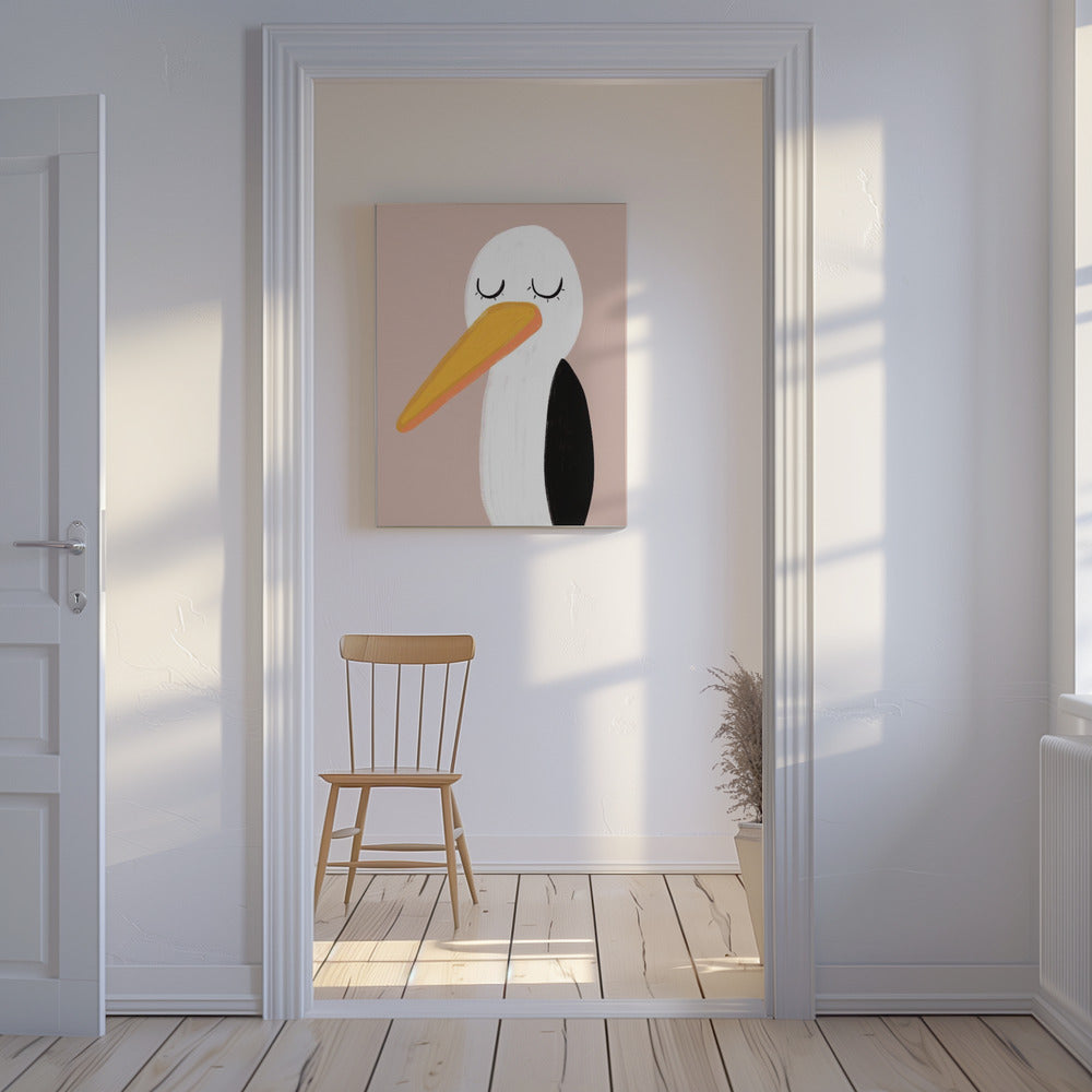 Vreedzame ooievaar met gesloten ogen | Canvas