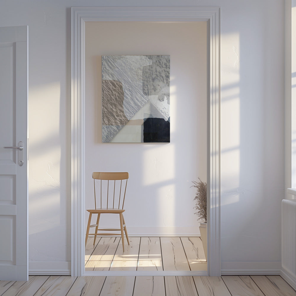 Gefragmenteerde vorm in wit | Canvas