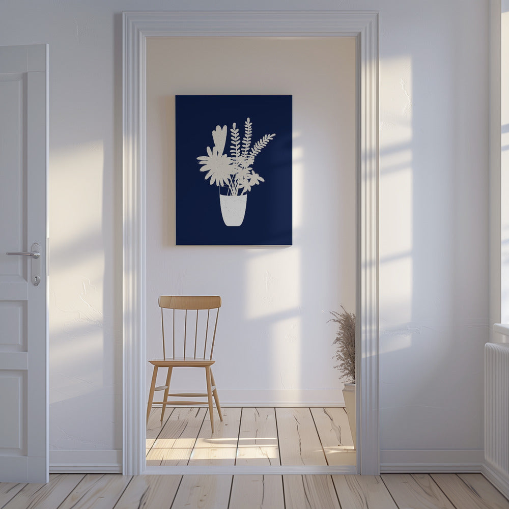 Sepia bloemensilhouet | Canvas