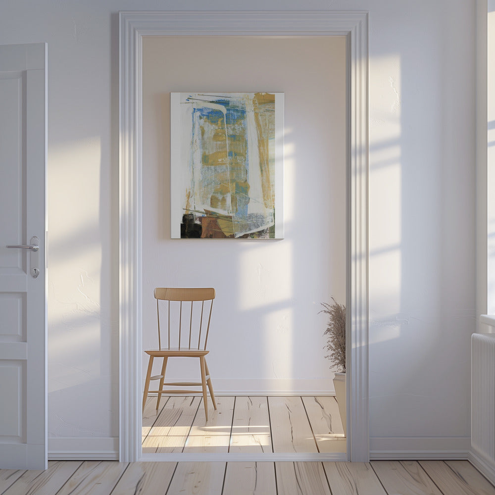 Aardse tinten en levendige blauwtinten | Canvas