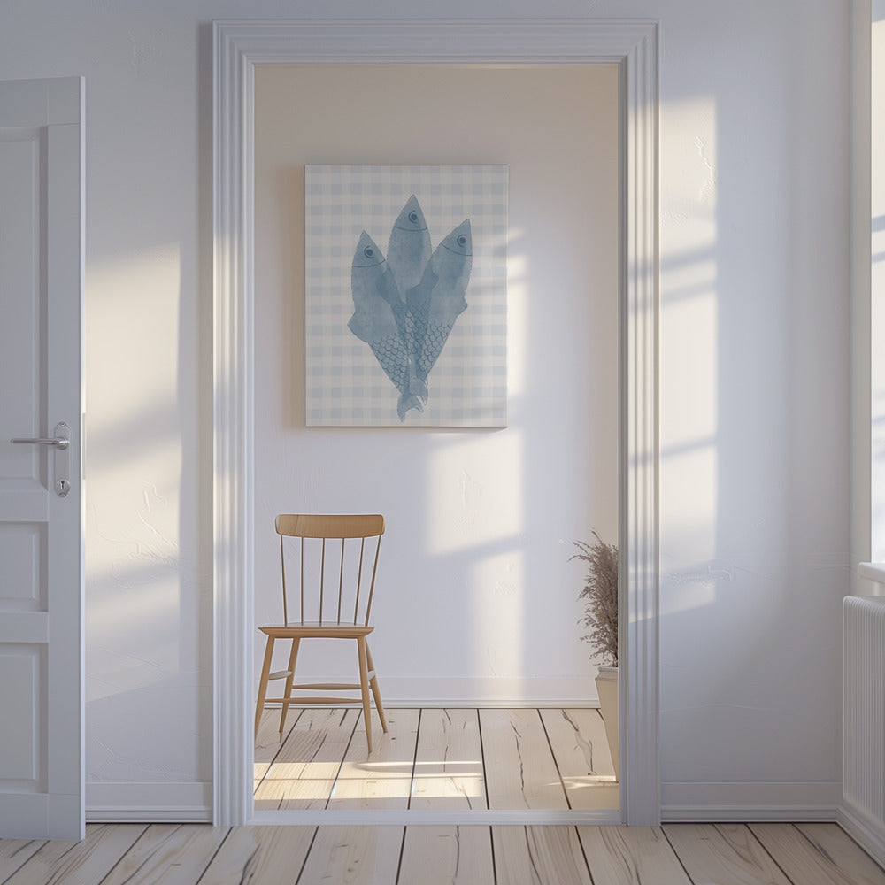 Drie blauwe vissen | Canvas