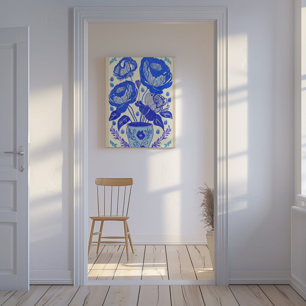 Blauwe Bloesem Vaas | Canvas