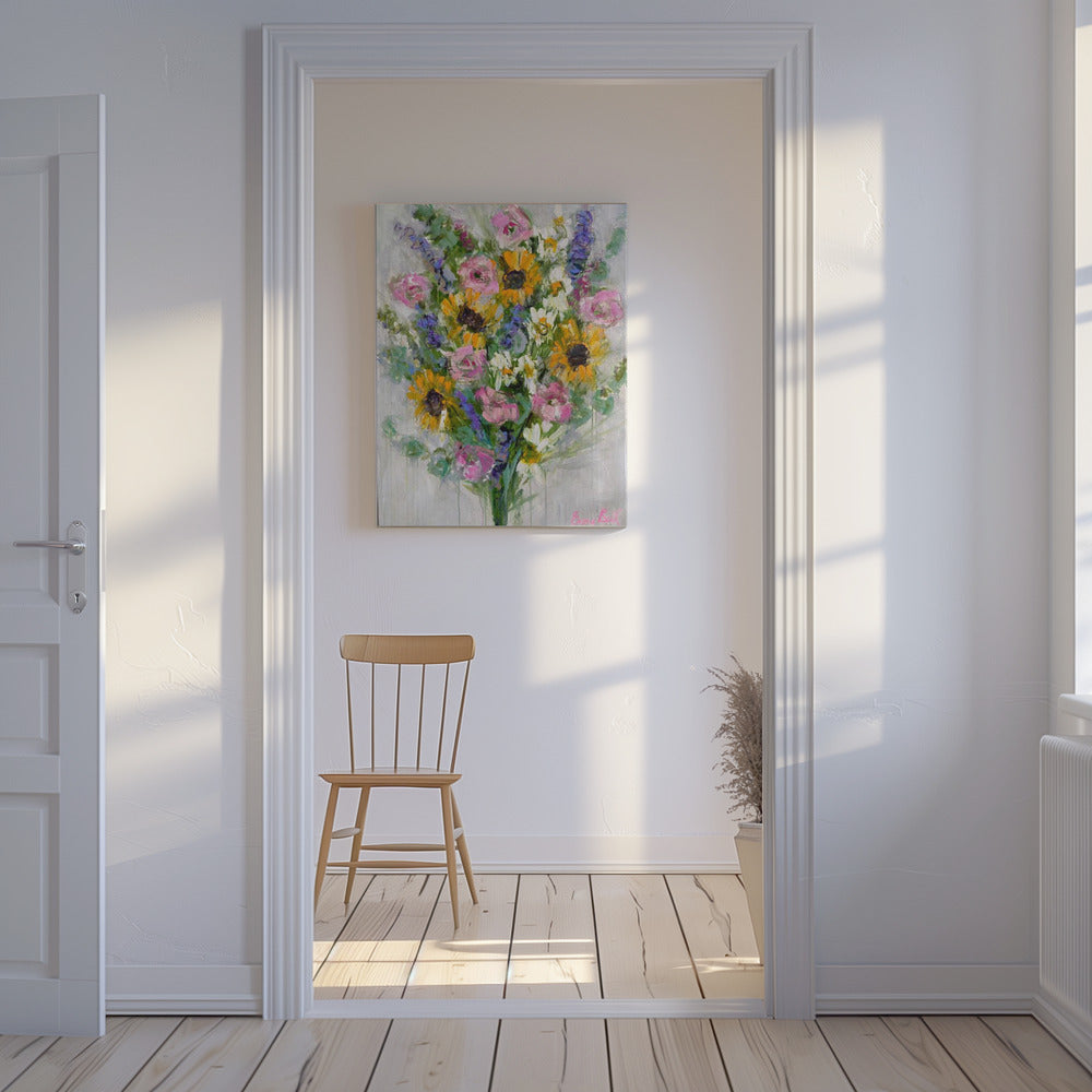 Levendige zonnebloemenboeket | Canvas