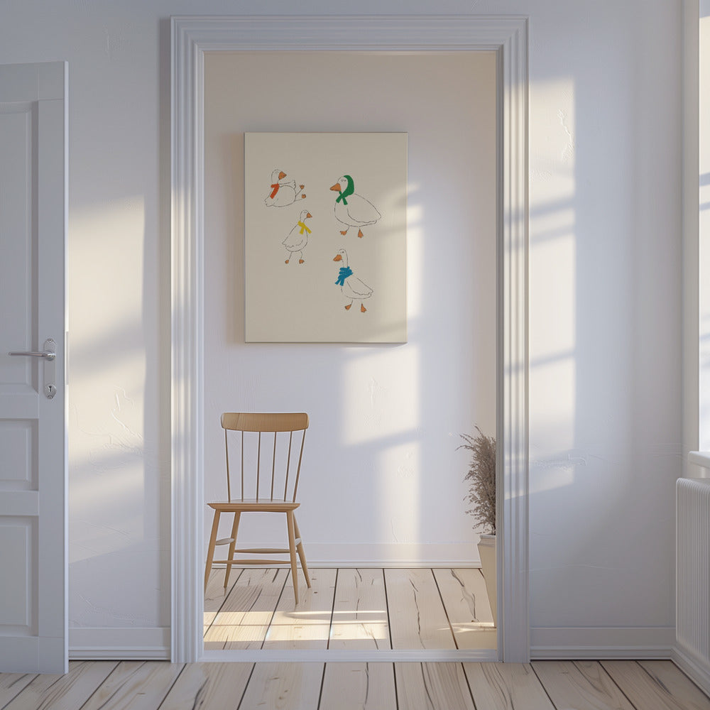 Eenden versierd met kleurrijke sjaals | Canvas