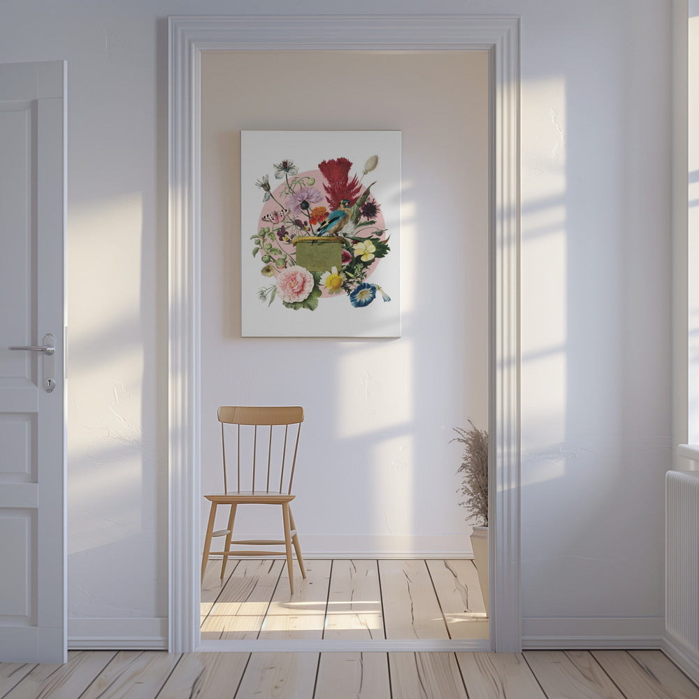 Kleurrijke vogel op een doos | Canvas