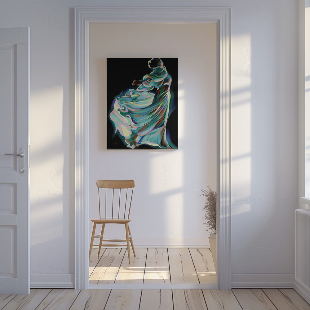 Abstracte afbeelding van een danser in beweging | Canvas