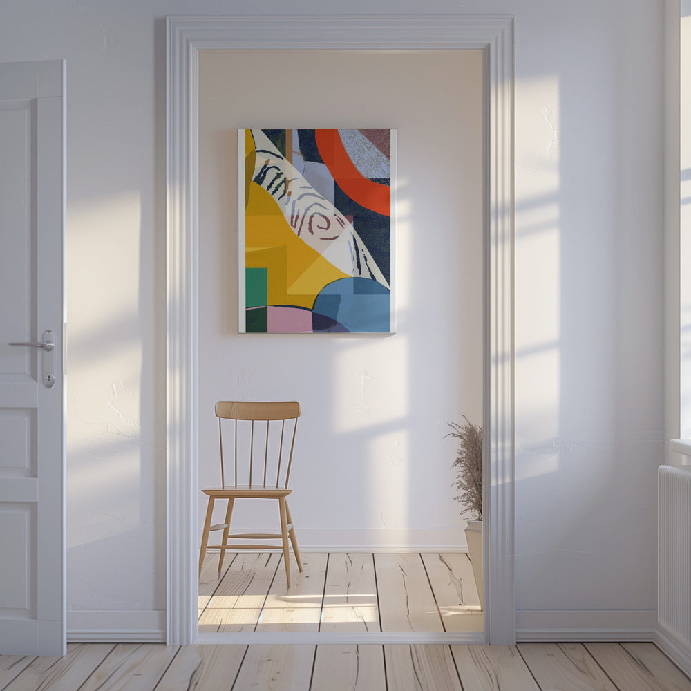 Levendige compositie van geometrische vormen | Canvas