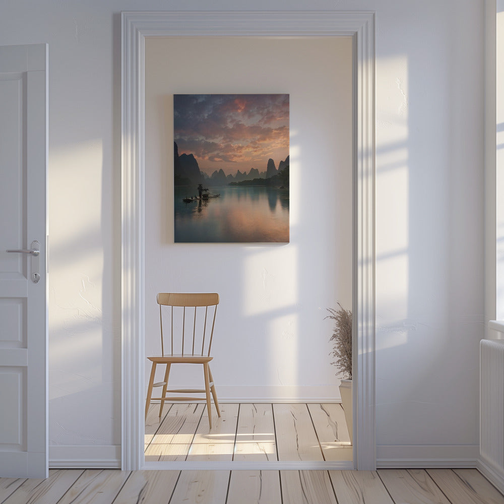 Zonsopgang bij de Li-rivier | Canvas
