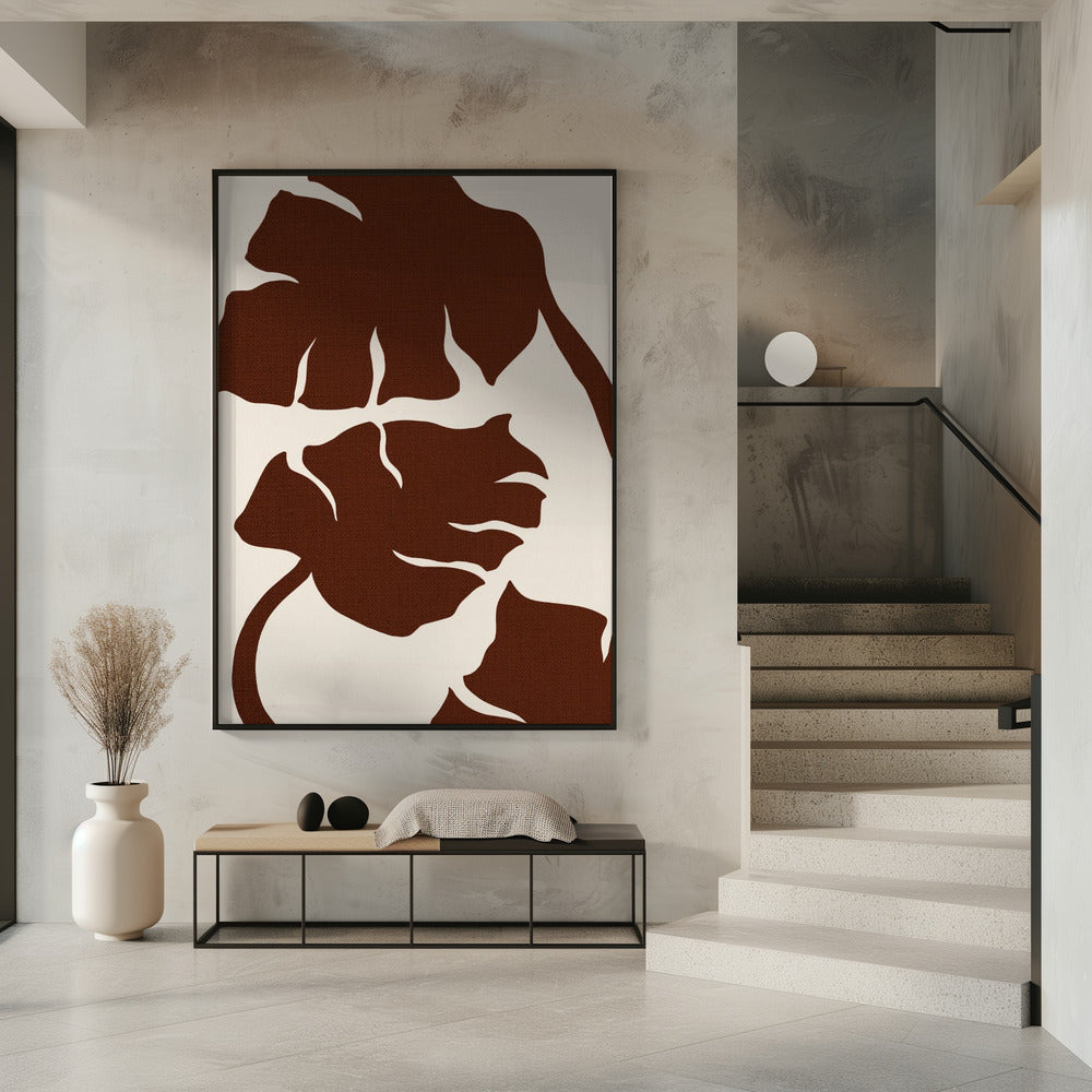 Monstera Canvas Bruin | Poster
