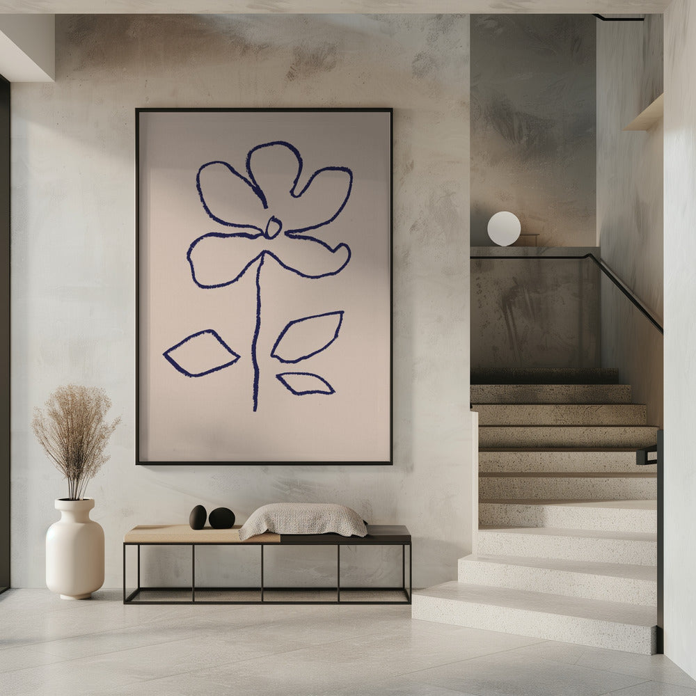 Oliepastel Bloem Blauw | Poster