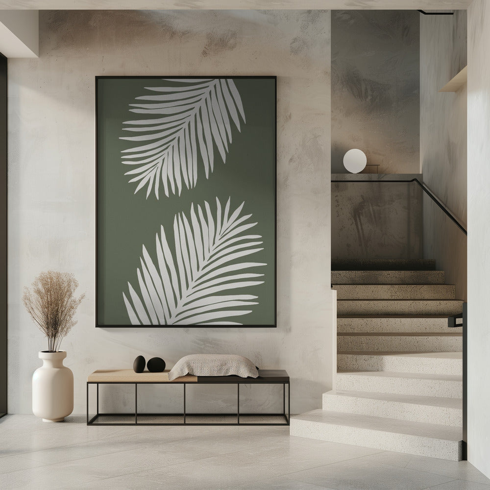 PALMBLAD 06 GROEN WIT | Poster