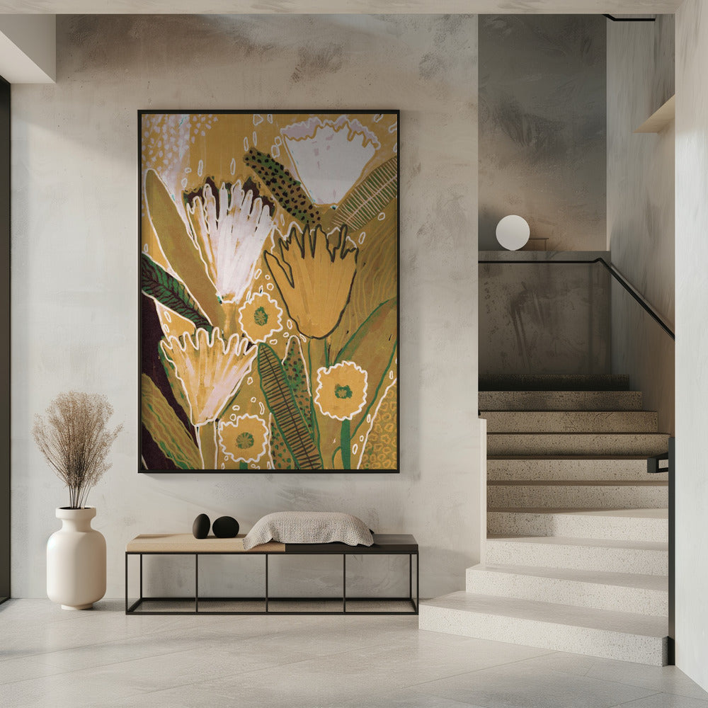 Magische wilde bloemen / Geel &amp; Groen | Poster