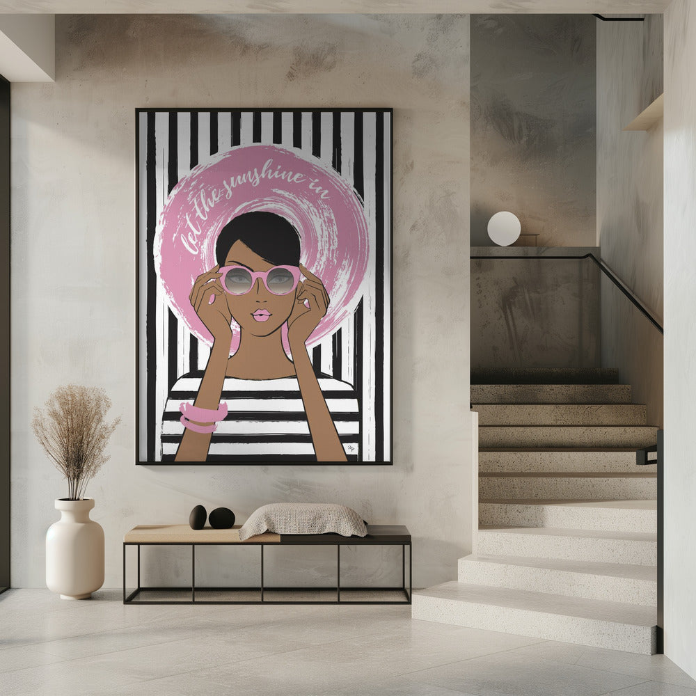Vrouw met roze zonnebril | Poster