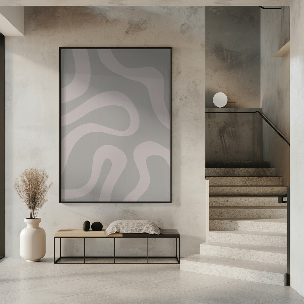 White Lines On A Muted Grey Background | Poster