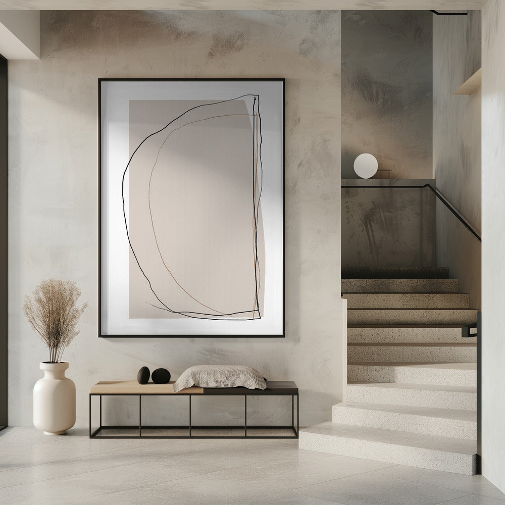Elegante lijnkunst op een neutrale beige achtergrond | Poster