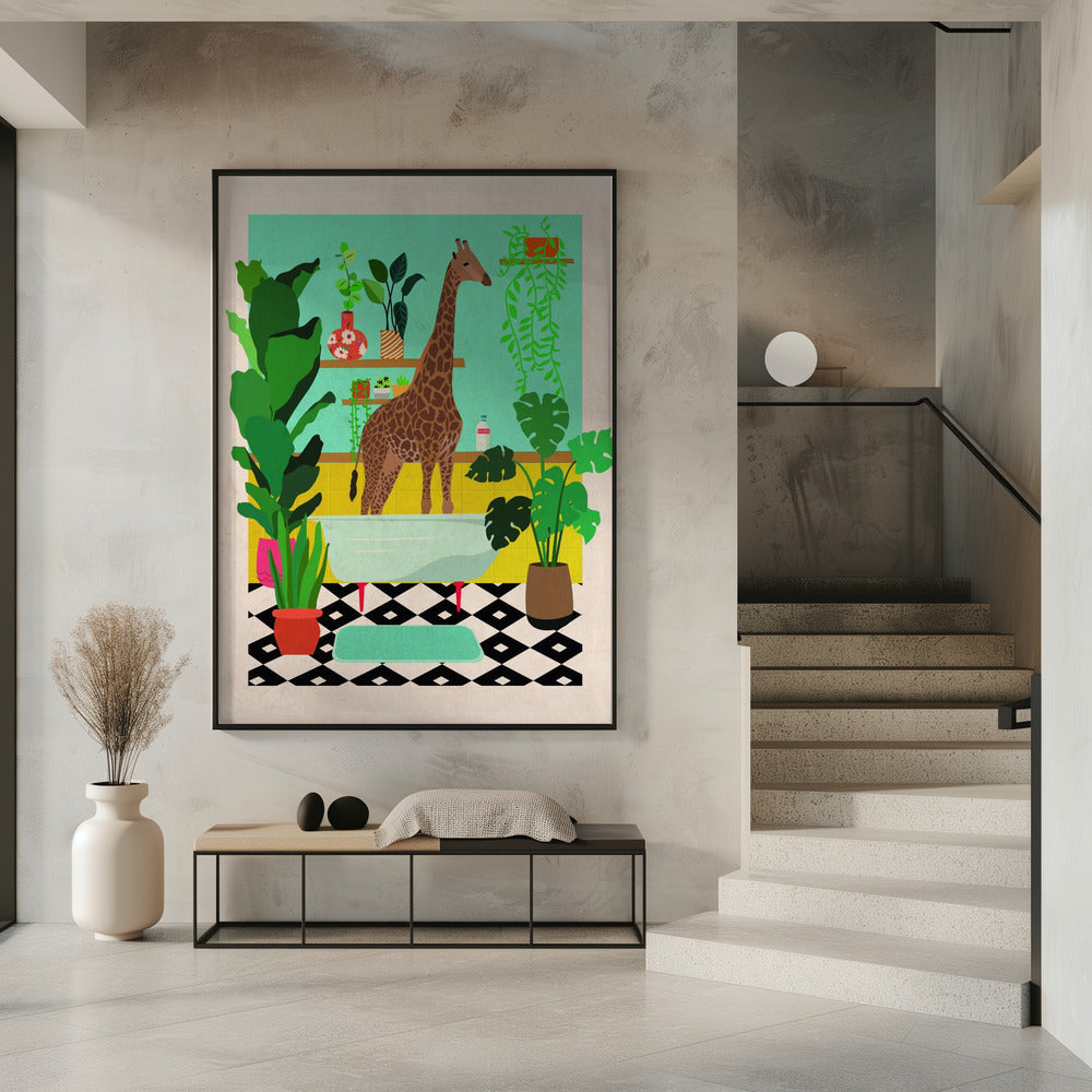 Giraffen in bad | Poster