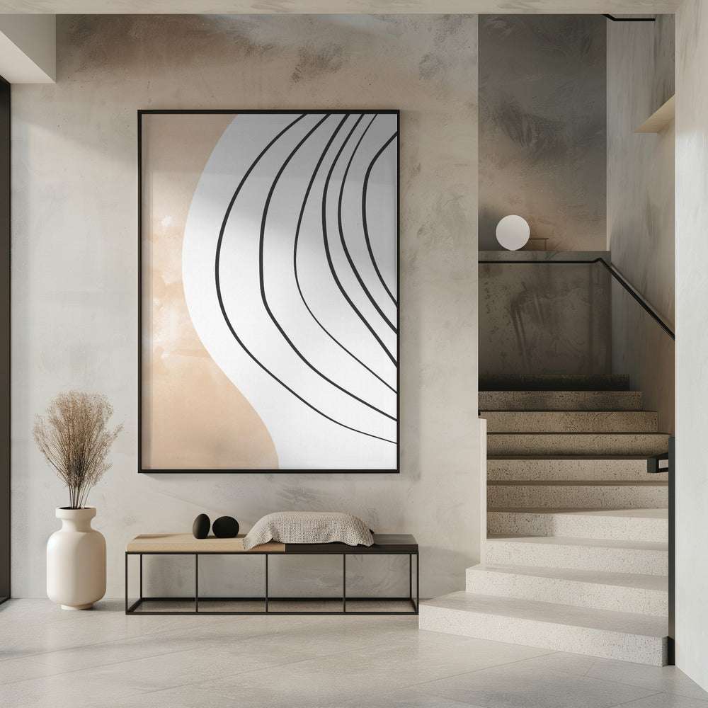 Beige Zwarte Lijnkunst | Poster