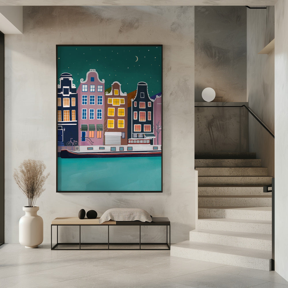 Amsterdam bij nacht | Poster