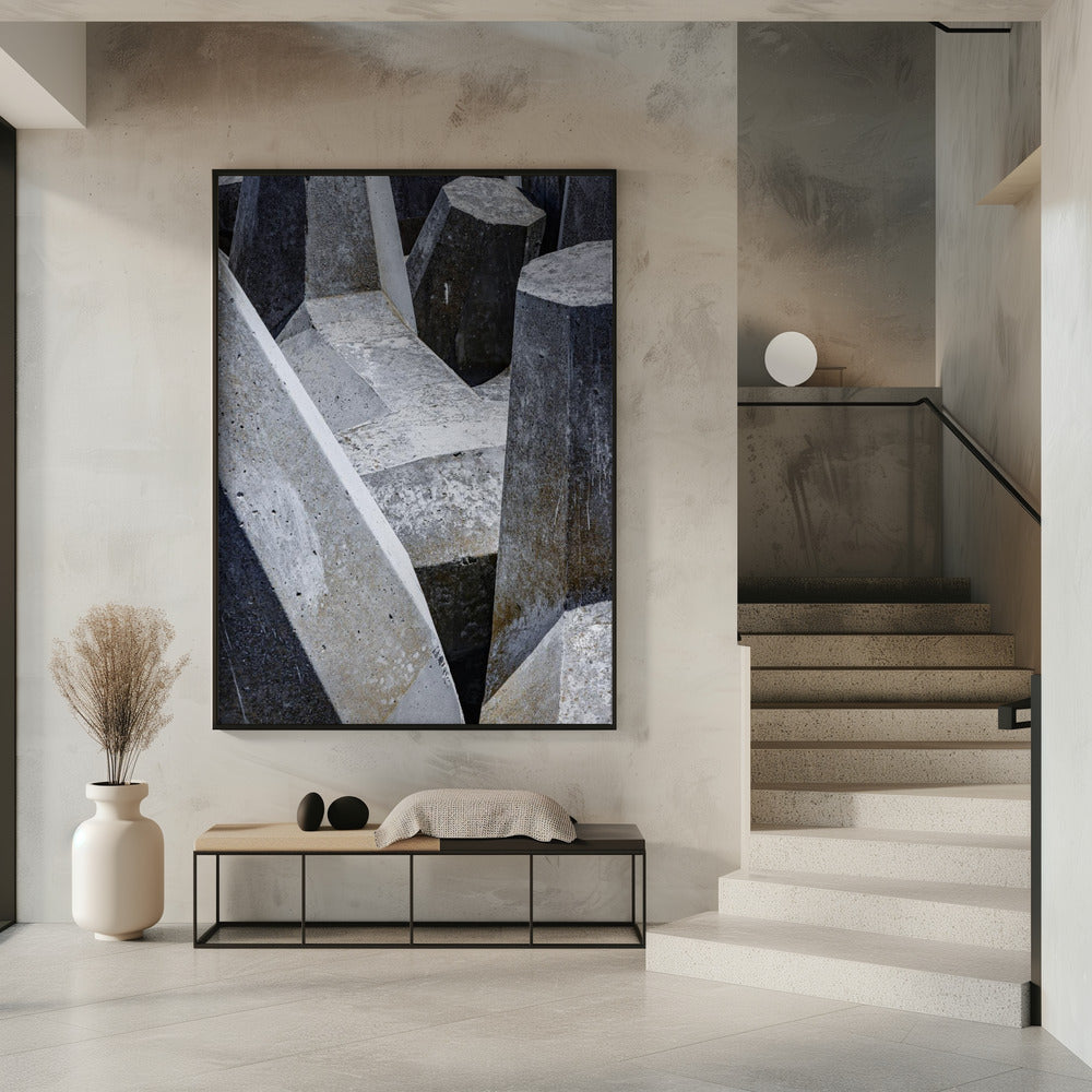 Doolhof van betonnen vormen | Poster