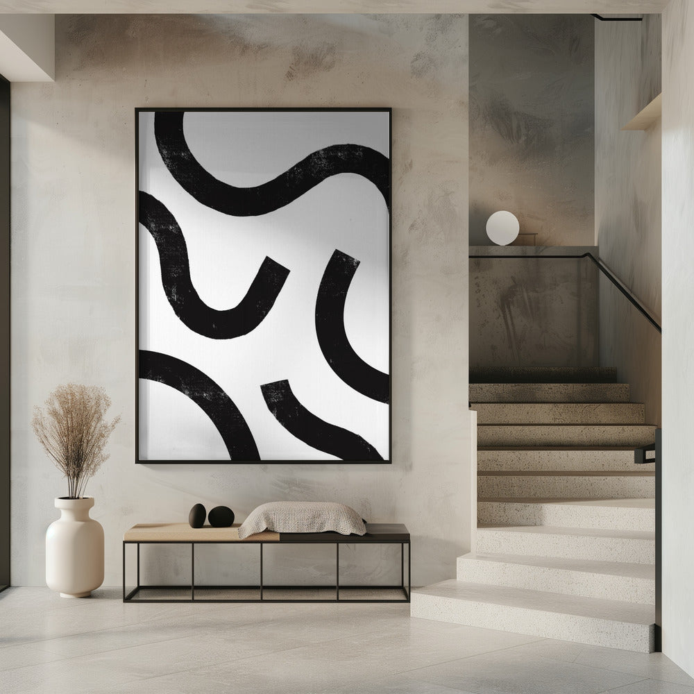 Gebogen monochrome paden | Poster