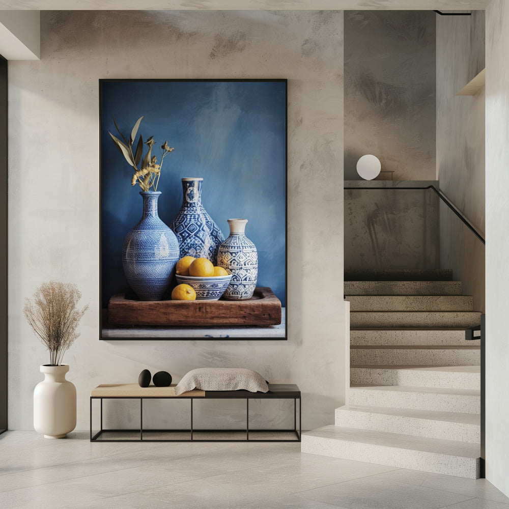 Stilleven met blauwe harmonie | Poster