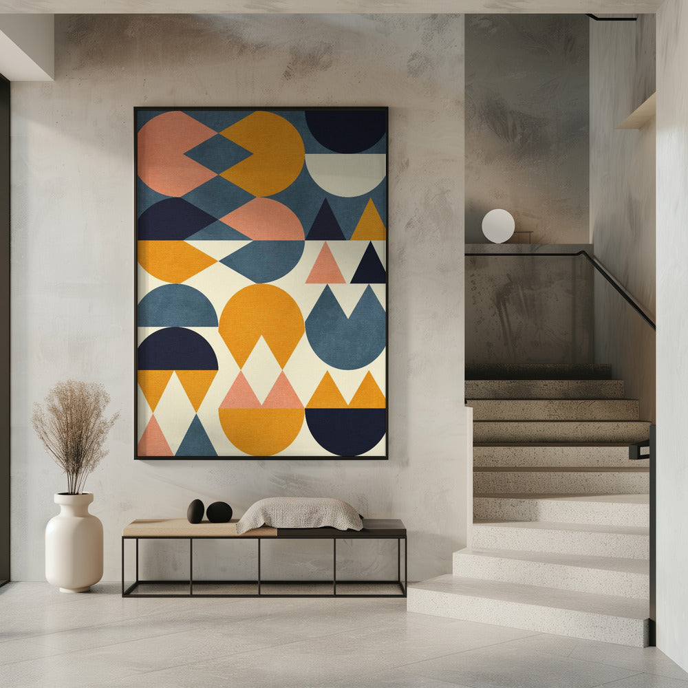 Regenboog Plus Vormen Blauw Mosterd6 | Poster